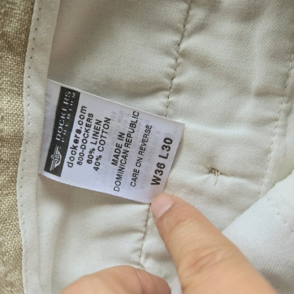 NWOT Dockers Premium Pants Mens W36x L30 Beige Linen Blend.